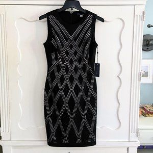 Tommy Hilfiger Women's Black Studded Sleeveless Sheath Cocktail Dress Sz 4 NWT